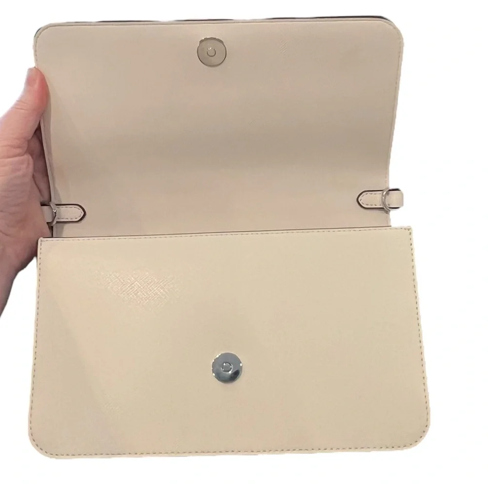 Kate Spade Madison Leather Colorblock Flap Crossbody Bag Credit Card Wallet Grey
